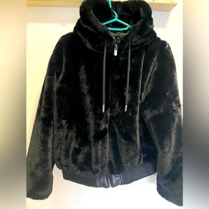 Zara Faux fur hooded jacket